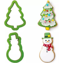 Tagliabiscotti Natalizi 'Albero di Natale e Pupazzo di Neve' Decora | Set 2 Cutter in Plastica per Biscotti e Pasta di Zucchero