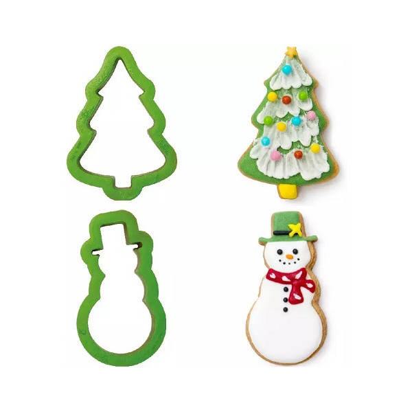 Set 2 Tagliapasta 1 Albero di Natale e 1 Pupazzo di Neve in plastica da Decora