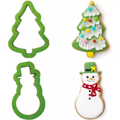 Set 2 tagliapasta 1 albero di natale e 1 pupazzo di neve in plastica da Decora