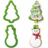 Set 2 Tagliapasta 1 Albero di Natale e 1 Pupazzo di Neve in plastica da Decora