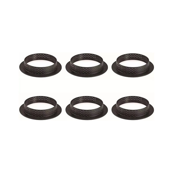 Set 6 stampi ad anello microforati per crostatine o torte tonde tarte ring 8 cm di Silikomart