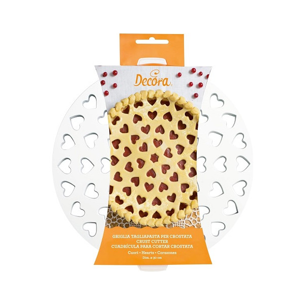 Griglia a cuori per crostata da 30 cm Decora: stampo a griglia in plastica per decorare crostate di diametro 30 cm da Decora