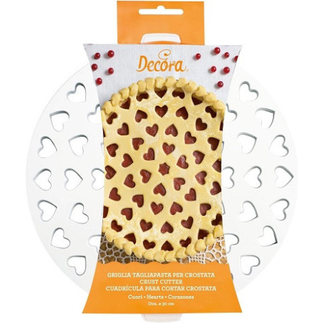 Griglia a cuori per crostata da 30 cm Decora: stampo a griglia in plastica per decorare crostate di diametro 30 cm da Decora Griglia a cuori per crostata da 30 cm Decora: stampo a griglia in plastica per decorare crostate di diametro 30 cm da Decora