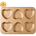 Stampo Cuore 6 impronte ø95xh25 mm in metallo antiaderente rose gold line da Decora