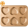 Stampo Cuore 6 impronte ø95xh25 mm in metallo antiaderente rose gold line da Decora