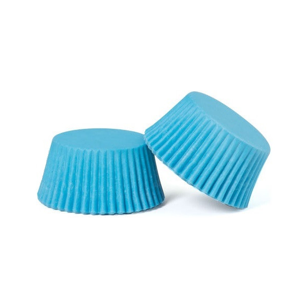 Confezione di 200 pirottini per muffin in carta azzurra, antiaderente, di ø5xh3,2 cm