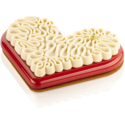 Level Hearts 580 Silikomart (210×173×H18mm) – Kit 2 Stampi in Silicone + Cutter per Semifreddi e Torte a Cuore Decorate