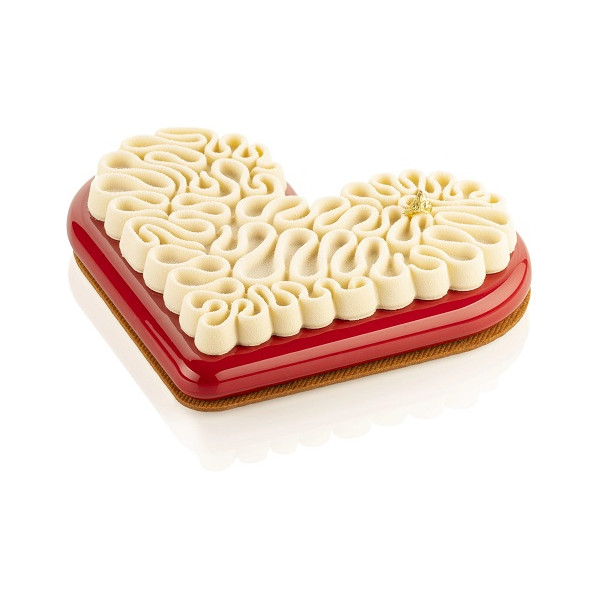 Level Hearts 580 Silikomart: kit 2 stampi cuore in silicone con cutter 173x210 h 21 mm