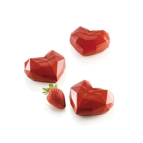 Amorini Origami 110 ml di Silikomart: stampo 6 cuori sfaccettati 74x84 h 35 con cutter