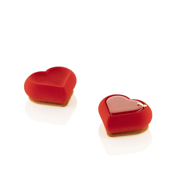 Heartix 85 ml Silikomart: stampo 6 cuori savarin da 78x70 h 30 mm con cutter