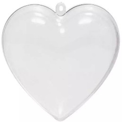 Cuore in plexiglass trasparente apribile da decorare largo 6 cm