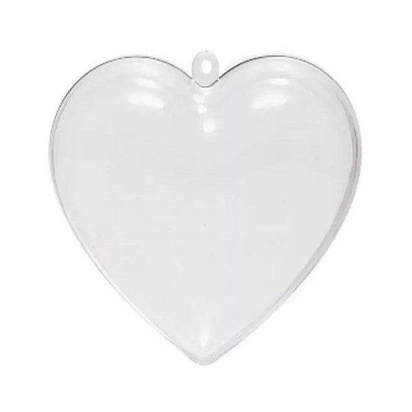 Cuore in plexiglass trasparente apribile da decorare largo 6 cm