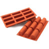 Midi Buche Silikomart: stampo 9 buchette o tronchetti di 8,4 x 3,2 x 3,5 cm SF130 in silicone terracotta Midi Buche Silikomart: stampo 9 buchette o tronchetti di 8,4 x 3,2 x 3,5 cm SF130 in silicone terracotta