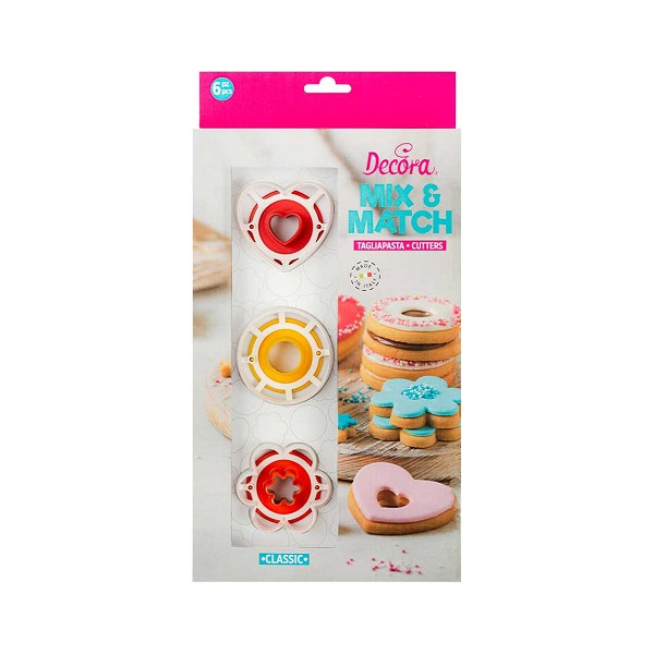 Mix and Match Classic taglia-biscotti occhio di bue Decora: 6 tagliabiscotti in plastica per i classici biscotti Occhi di Bue