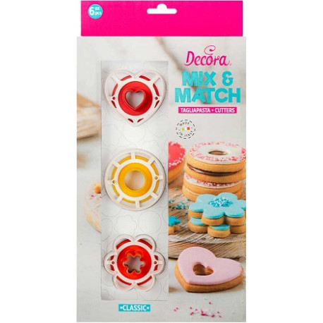 Mix and Match Classic taglia-biscotti occhio di bue Decora: 6 tagliabiscotti in plastica per i classici biscotti Occhi di Bue