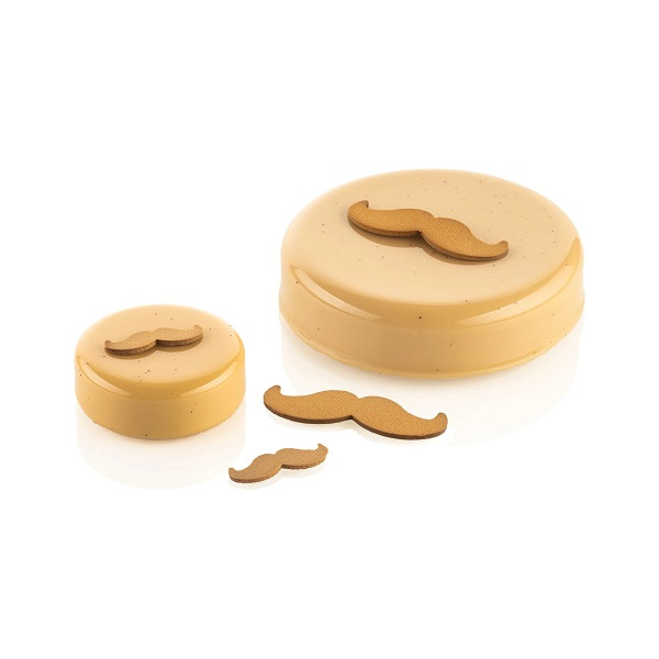 Chablon Mustache Silikomart: 2 stampi silicone per 20 Chablon baffii da 7 cm e 66 Chablon baffietti da 3,9 cm