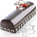 Set 3 stampi tronchetto Tortaflex Buche bianco 25 cm con vassoio 30x40 cm Silikomart