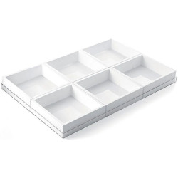 Set 6 stampi quadrati dritti Square Tortaflex bianco 18 x h 5 cm su vassoio 60x40 cm