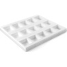 Set 15 stampi quadrati dritti Square Tortaflex bianco 10 x h 5 cm su vassoio 60x40 cm Set 15 stampi quadrati dritti Square Tortaflex bianco 10 x h 5 cm su vassoio 60x40 cm