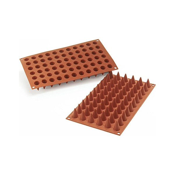 Mini Coni Silikomart: stampo in silicone color terracotta per 66 coni mignon di diametro 1,8 x h 3 cm