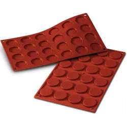 Mini Fiorentine Silikomart: stampo silicone color terracotta per 24 dischetti mignon di diametro 35 x h 5 mm