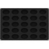 Oval Savarin Silikomart: stampo 25 cavità ovali da 88x60 h35 mm su teglia di silicone nero 60 x 40 cm