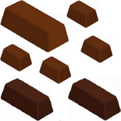 Set 3 stampi lingotti cioccolato in policarbonato: 1 stampo da 285 g, 1 stampo da 750 g e 1 stampo da 1 Kg