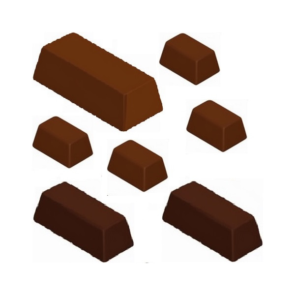 Set 3 stampi lingotti cioccolato in policarbonato: 1 stampo da 285 g, 1 stampo da 750 g e 1 stampo da 1 Kg
