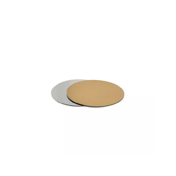 100 Dischi sottotorta accoppiati oro e argento da ø18 x h 0,1 cm