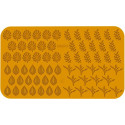 Giardino Silikomart: stampo silicone giallo 68 foglie di quattro dimensioni e forme, linea Naturae
