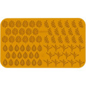 Giardino Silikomart: stampo silicone giallo 68 foglie di quattro dimensioni e forme, linea Naturae