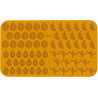 Giardino Silikomart: stampo silicone giallo 68 foglie di quattro dimensioni e forme, linea Naturae Giardino Silikomart: stampo silicone giallo 68 foglie di quattro dimensioni e forme, linea Naturae