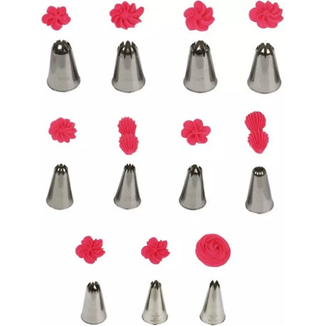 Bocchette o cornetti Fiori Grandi vare forme in acciaio inox da Decora Bocchette o cornetti Fiori Grandi vare forme in acciaio inox da Decora