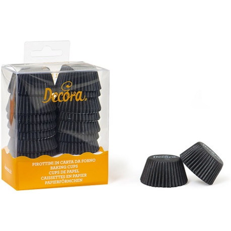 200 Pirottini Mini Muffin neri in carta diametro 32 mm altezza 22 mm da Decora