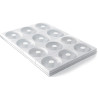 Savarin115/6 Silikomart: set 12 stampi savarin tortaflex per ciambelle ø11,5xh 4 cm in silicone bianco su vassoio 60x40 cm Savarin115/6 Silikomart: set 12 stampi savarin tortaflex per ciambelle ø11,5xh 4 cm in silicone bianco su vassoio 60x40 cm