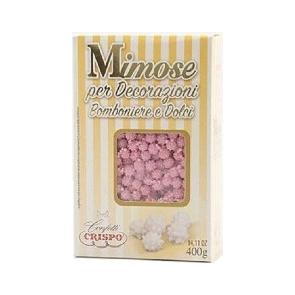 Mimose Rosa 400 g Crispo: piccoli ricci di zucchero rosa in confezione 400 g di Crispo