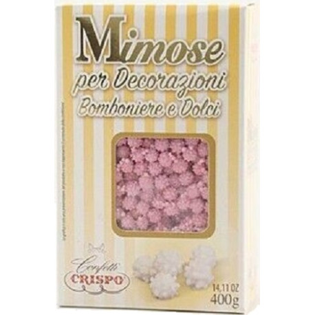 Mimose Rosa 400 g Crispo: piccoli ricci di zucchero rosa in confezione 400 g di Crispo Mimose Rosa 400 g Crispo: piccoli ricci di zucchero rosa in confezione 400 g di Crispo