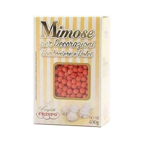 Mimose rosse 400 g Crispo: piccoli ricci di zucchero rosso in confezione 400 g di Crispo