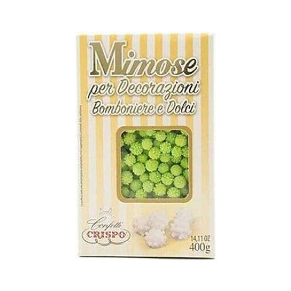 Mimose verdi 400 g Crispo: piccoli ricci di zucchero verdi in confezione 400 g di Crispo