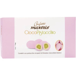 Ciocopistacchio Rosa Maxtris da 500 g: pistacchio tostato ricoperto di cioccolato bianco e confettato rosa