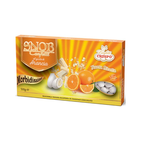 Confetti Snob all'Arancia da 500 g: confetti bianchi  cioco-mandorla al gusto frutta di Crispo