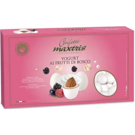 Maxtris Yogurt ai Frutti di Bosco, confetti bianchi i cioco-mandorla Maxtris al gusto Yogurt ai Frutti di Bosco da 1 Kg