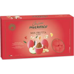 Maxtris Frutta Rosso da 1 Kg: confetti cioco-mandorla rossi ii gusti frutta assortiti