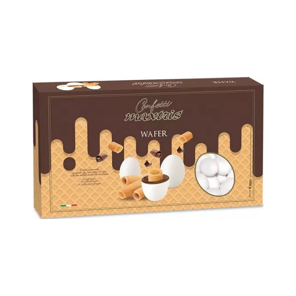 Maxtris Wafer: confetti cioco-biscotto bianco Maxtris da 1 Kg, ideali per confettata