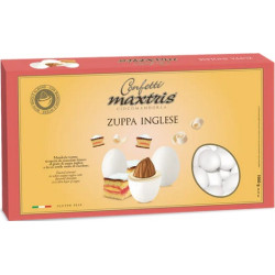 Maxtris Zuppa Inglese, confetti bianchi da 1 Kg: mandorla tostata e cioccolato bianco al gusto crema zuppa inglese