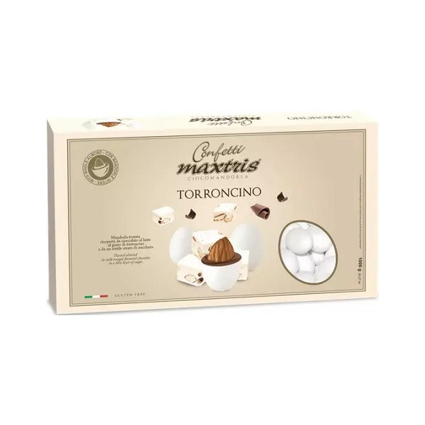 Maxtris Torroncino, confetti bianchi da 1 Kg: i cioco-mandorla con mandorla tostata e cioccolato al latte gusto torroncino