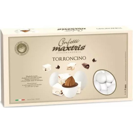 Maxtris Torroncino, confetti bianchi da 1 Kg: i cioco-mandorla con mandorla tostata e cioccolato al latte gusto torroncino