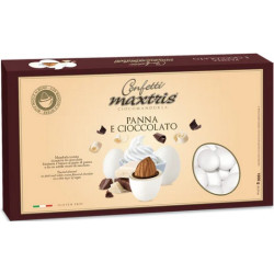 Maxtris  Panna e Cioccolato, confetti bianchi 1 Kg: cioco-mandorla ai gusti panna e cioccolato