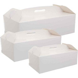Da 16 a 36 cm scatola torta rettangolare con manico alta 12 cm in cartoncino bianco da Decora