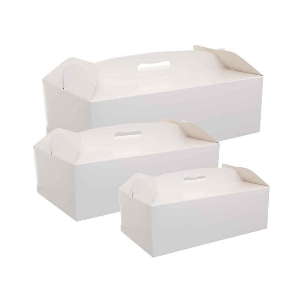 Da 16 a 36 cm scatola torta rettangolare con manico alta 12 cm in cartoncino bianco da Decora